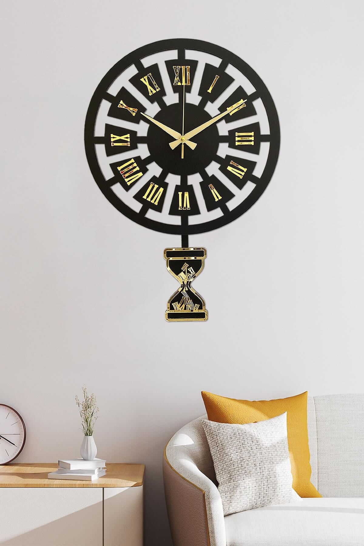 Sokaktaki Hediyem Modern Time Gold Premium Pendulum Wall Clock 5