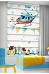 Avart Digital Helicopter Printed Curtain - Children's Room Curtain - Printed Zebra Curtain 1