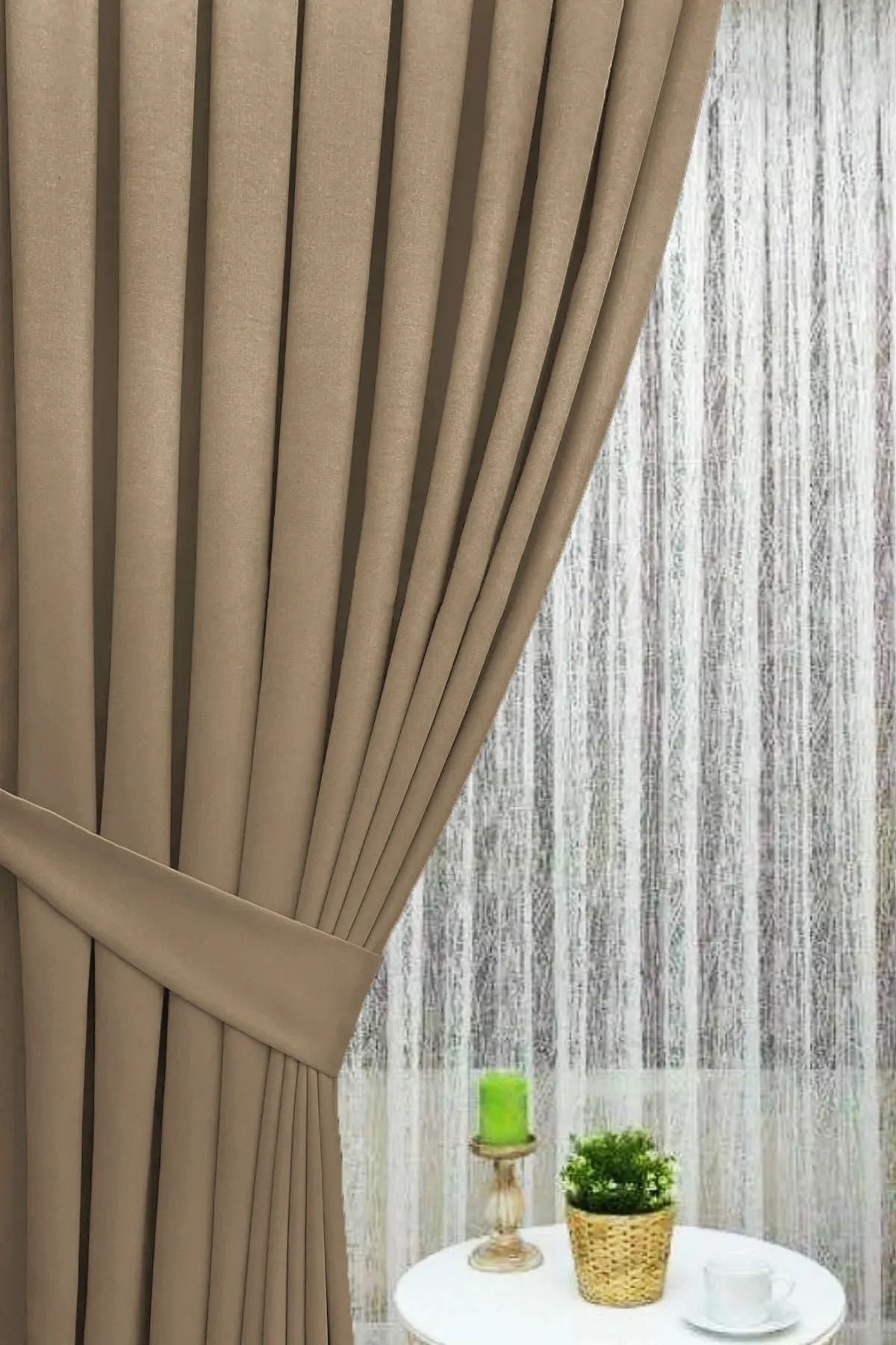 İ.D İpek Dokuma Vizon Velvet Fabric Extrafor Pleated High-Quality Single Panel Curtain 2