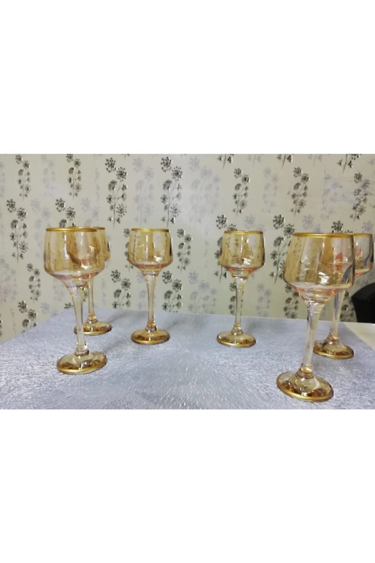 Trend Dünyası Orchid Hand Decorated 6-Piece Coffee Side Water Glass Set Bridal Gift Set 2