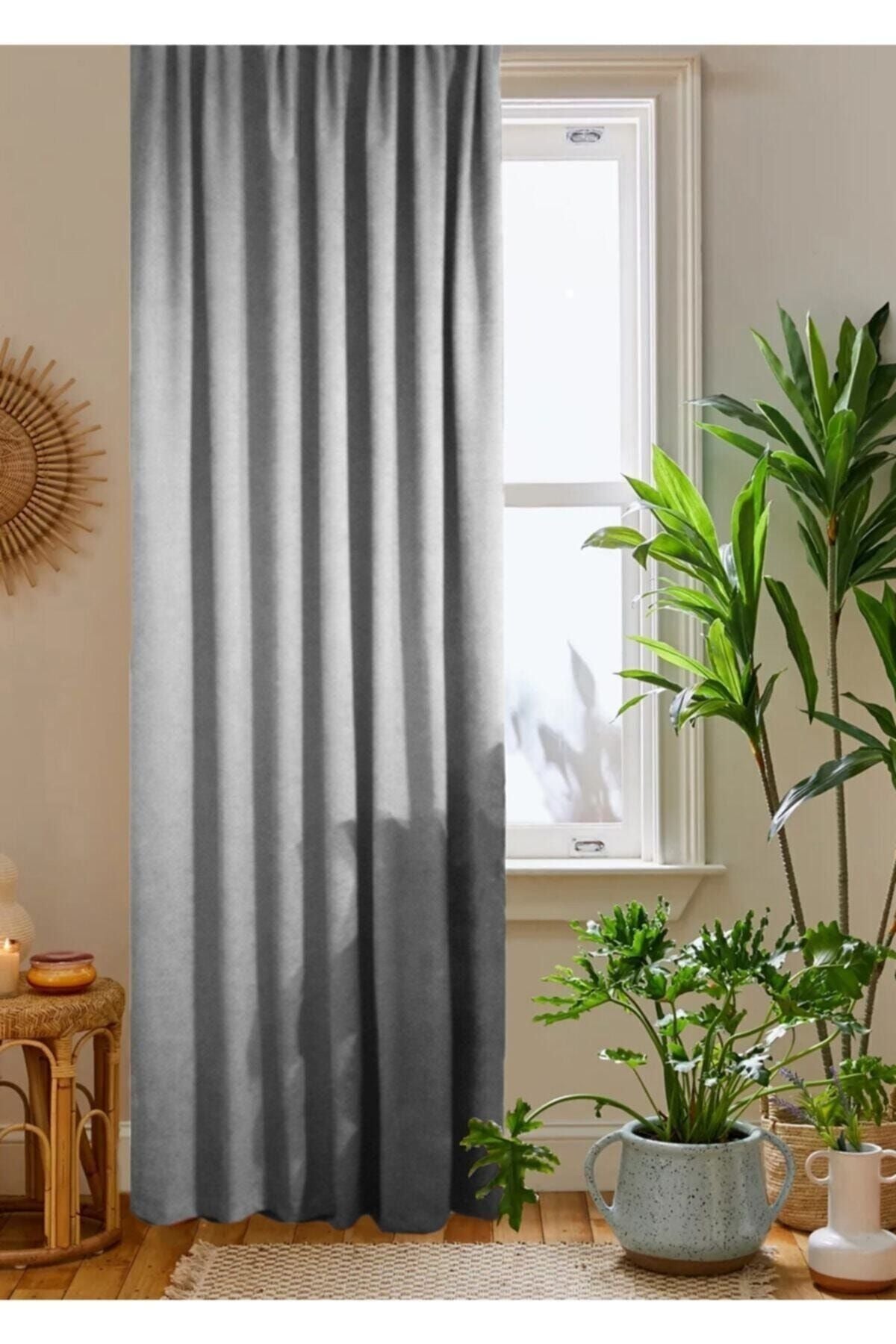 Home Color Home Light Gray Honeycomb Velvet Textured Curtain Plain Stitched Extra Pleated 1st Class Quality 1