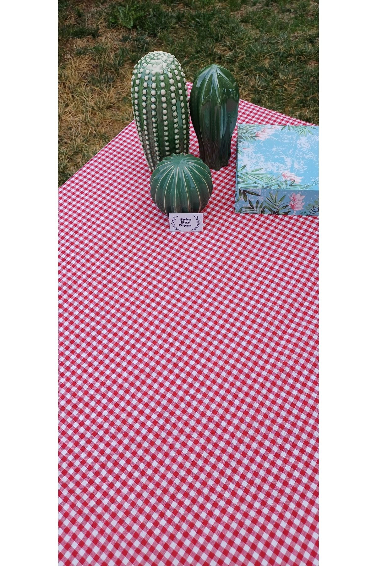 Sofrabezidiyari Piti Checkered Red Tablecloth, Table Cover, Picnic Cloth Cotton 1