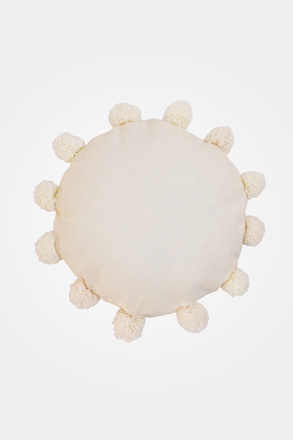 MARKADEKOR Beige Pom-Pom Round Pillow Cover 1