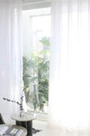 AKGÜNPERDE 1x3 Pleated Linen Look White Sheer Curtain 2