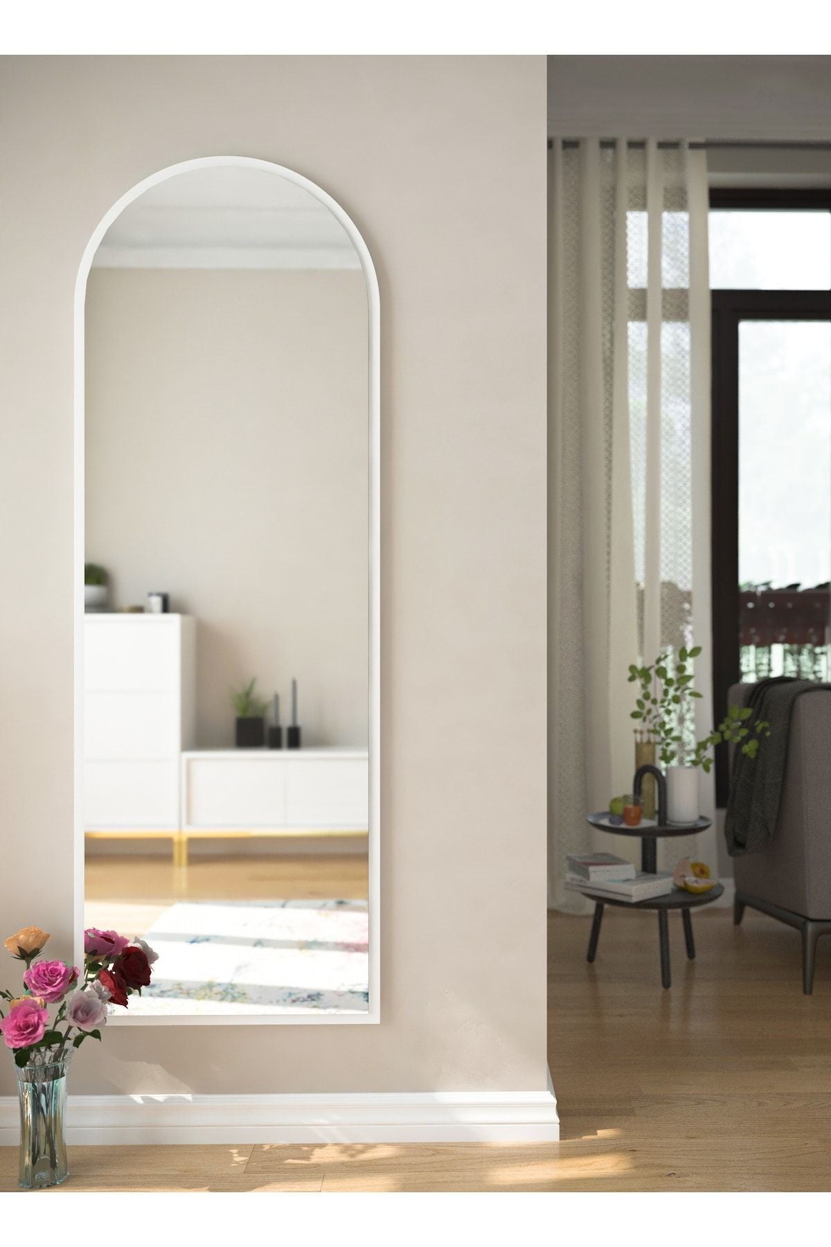 Rivomo White Decorative 150x50 Full-Length Mirror 1