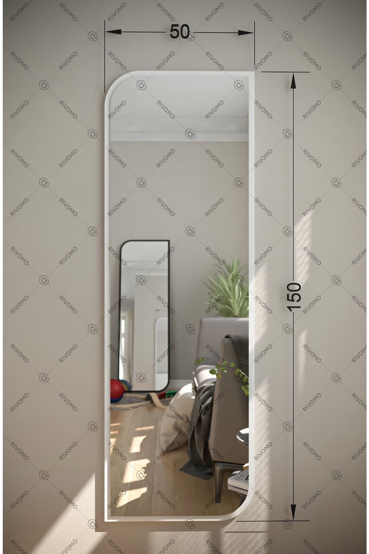 Rivomo White Decorative Full-Length Mirror 150x50 4