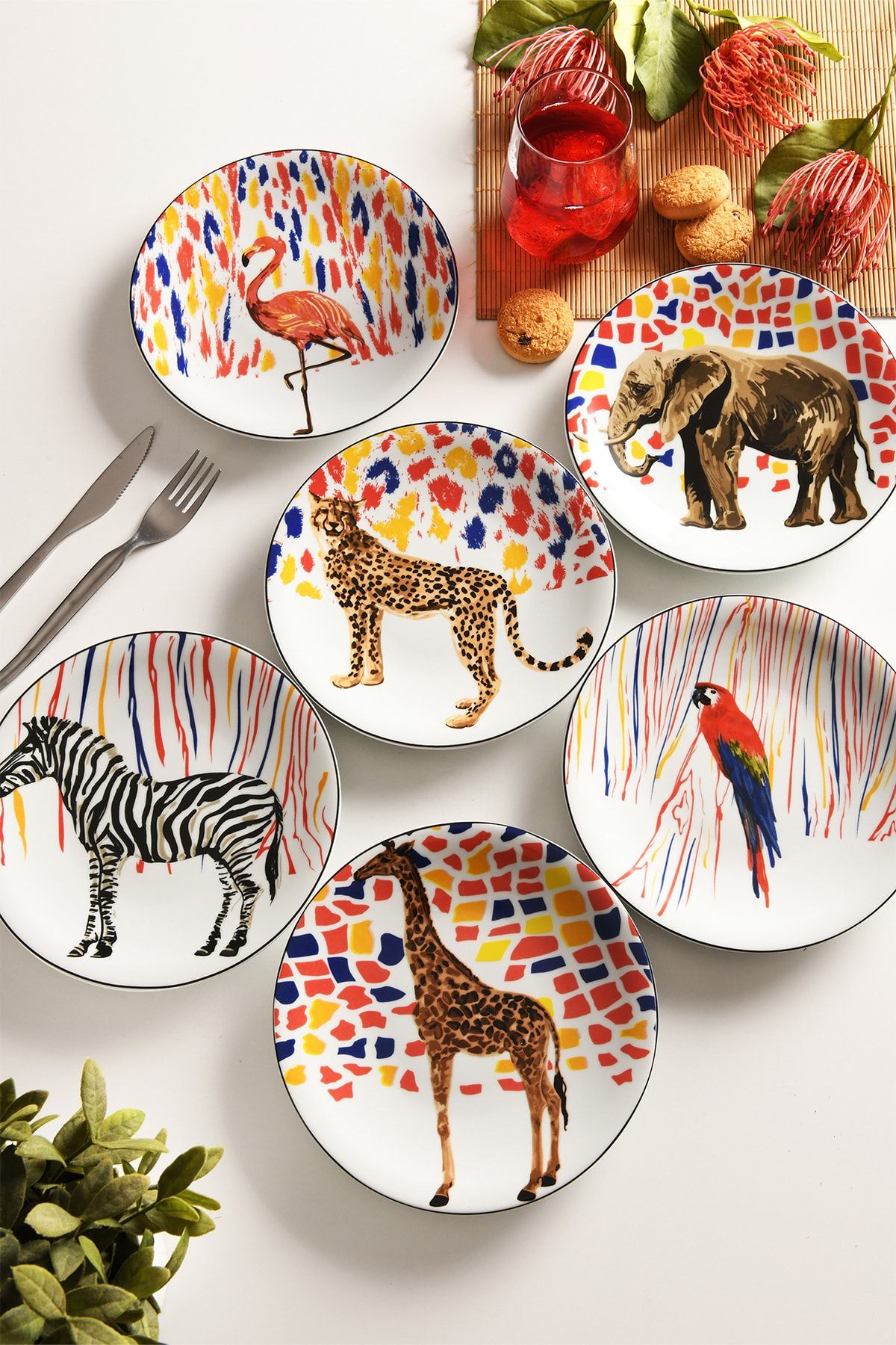 Kütahya Porselen Jungle Karnaval 6 Piece Cake Set 2