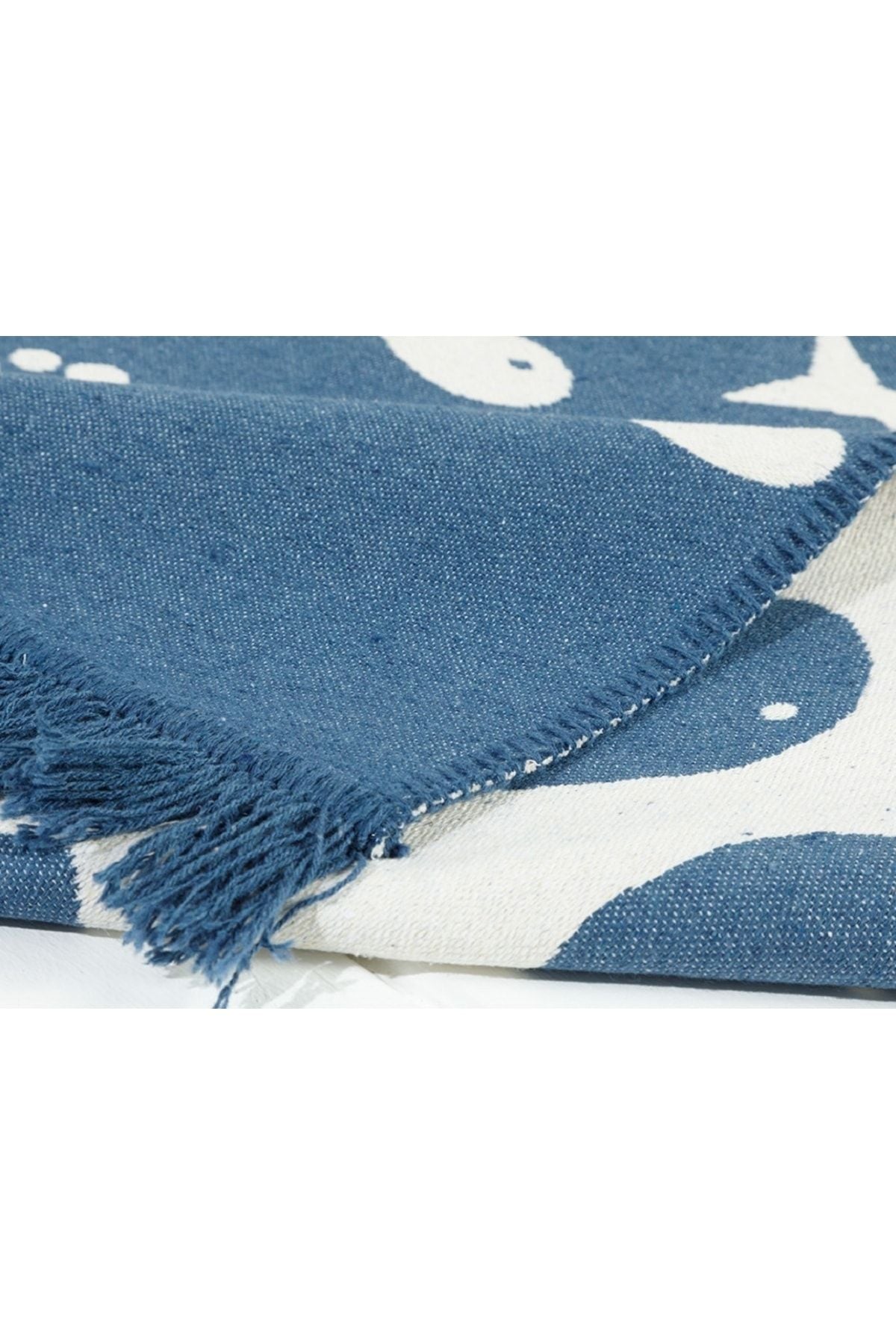 English Home Fish Wave Woven Rug 60x100 Cm Indigo 4