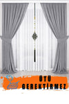 İ.D İpek Dokuma Light Gray Velvety Pleated Curtain 1st Class Quality 1