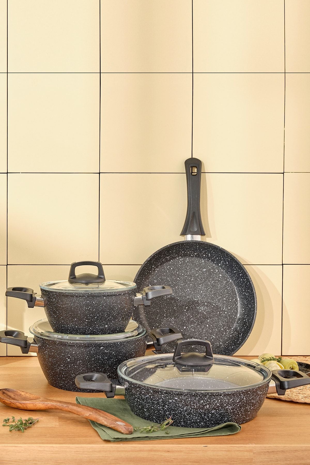 Emsan Oasis-s Blue Star 7 Piece Granite Cookware Set 1