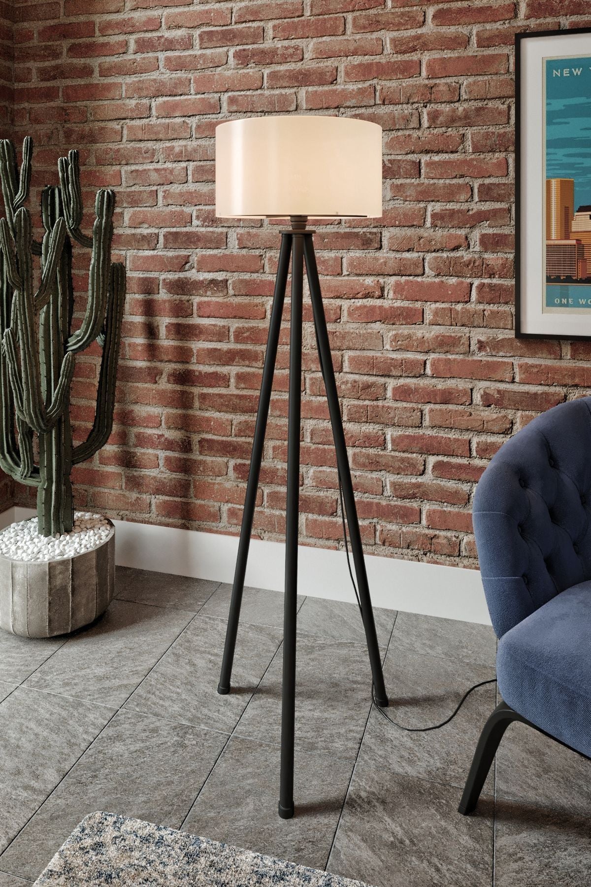 Messer Decorev Aged Footed Cream Floor Lamp 1