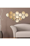 HTS TASARIM Honeycomb Gold Decorative Hexagon 12x Acrylic Mirror 11x12.5cm Wall Plexi with Adhesive Tape 2