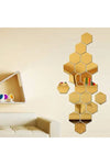 HTS TASARIM Honeycomb Gold Decorative Hexagon 12x Acrylic Mirror 11x12.5cm Wall Plexi with Adhesive Tape 3