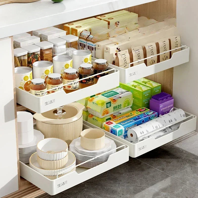 Kitchen Accessories Organizer Cabinets with Slide Rails Free of Installation of Storage Trays Trays Decorative