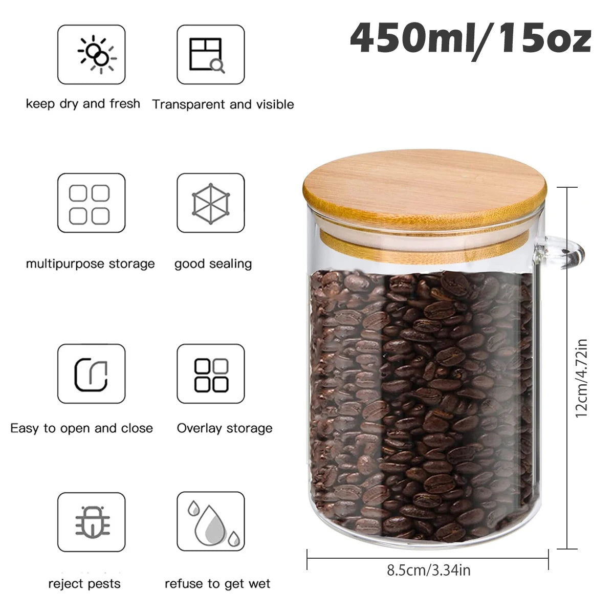 Glass Sealed Jar Hermetic Containers for Food Storage Pots With Lids And Spoons for Coffee Beans Sugar Spices Kitchen Tool